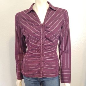 Vintage Maurices Purple Button Down Striped Blouse